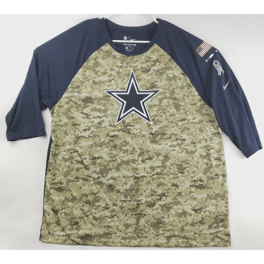 Nike Dri-Fit Dallas Cowboys Shirt Mens 2XL 3/4 Sleeve Military Camouflage